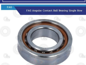 FAG single-row angular contact ball bearing in gray steel with inner bore on a white background near-center of image.