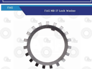 FAG MB 17 lock washer: circular metal ring with 17 rectangular tabs around the edge on a white background with blue header graphics above it.