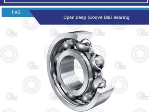 3D rendering of a deep groove ball bearing with inner and outer races and steel balls.