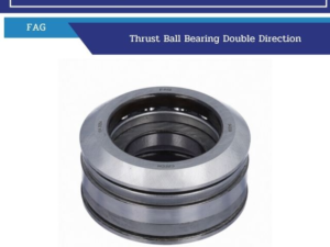 Thrust ball bearing, double direction, metal bearing shown on white background (FAG).